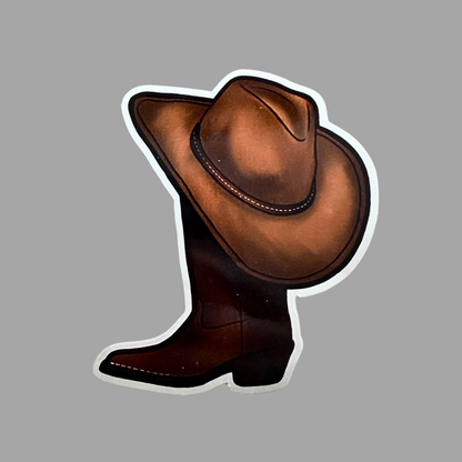 Cowboyhattu ja bootsi (vaalean ruskea) | Kiiltävä vinyyli