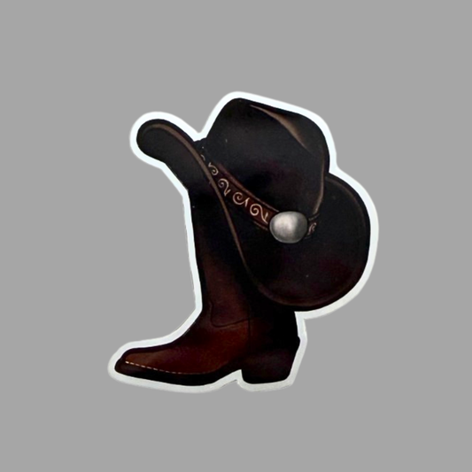 Cowboyhattu ja bootsi (tummanruskea) | Kiiltävä vinyyli