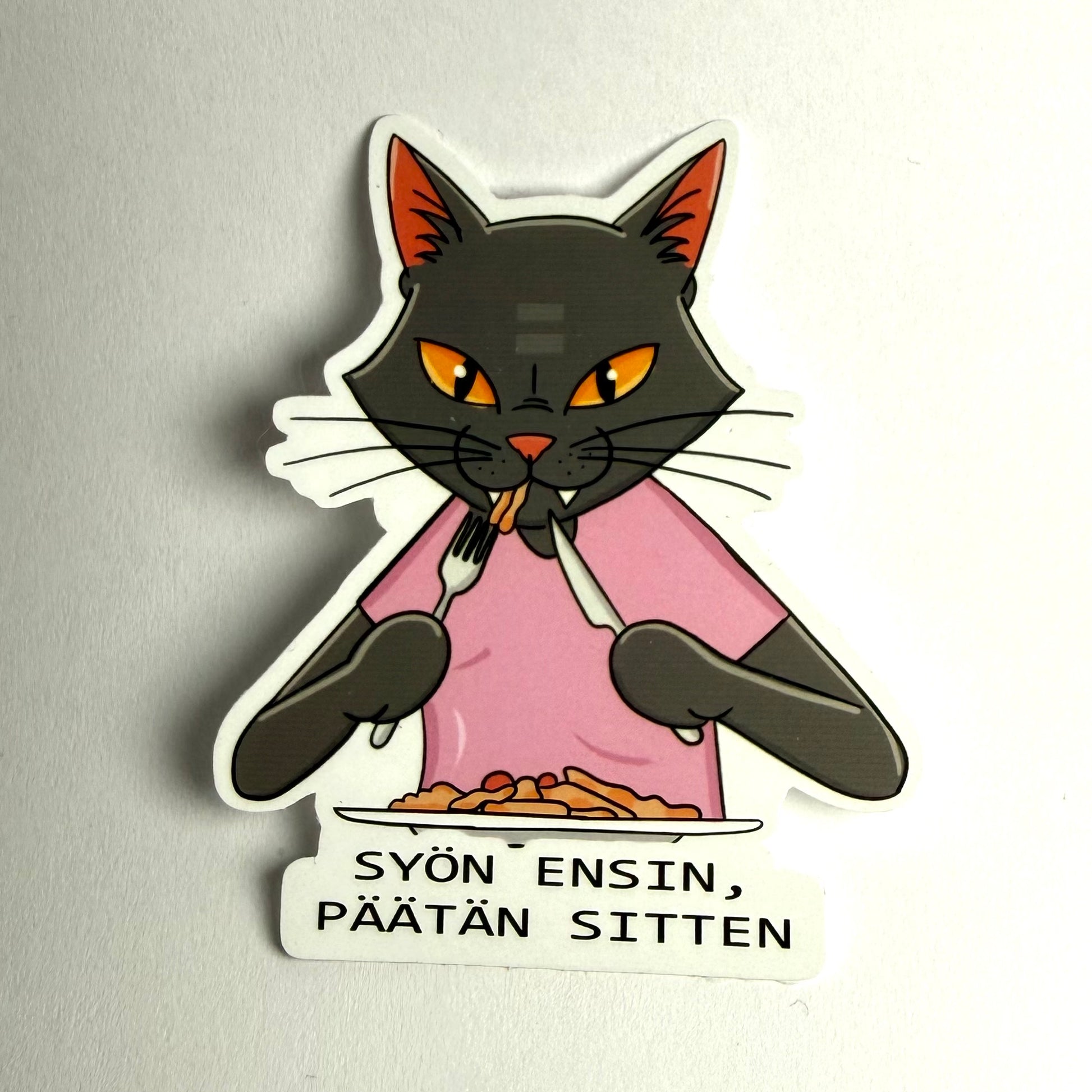 Syön ensin päätän sitten tarra